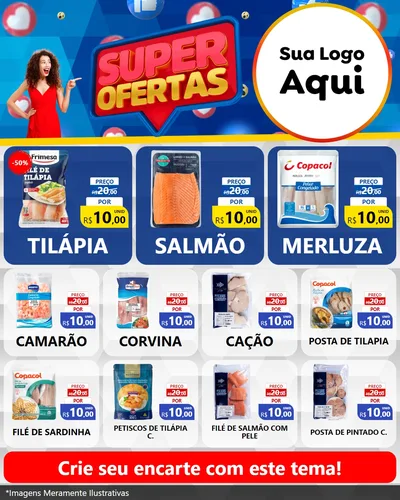 Modelo de Rede Social para Feed Instagram com o tema Super Ofertas para Peixaria