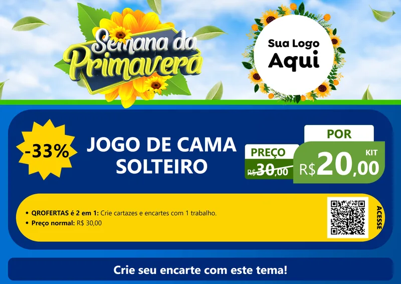 Modelo de Cartaz para Cartaz A4 Horizontal com o tema Semana da Primavera para Cama, Mesa e Banho