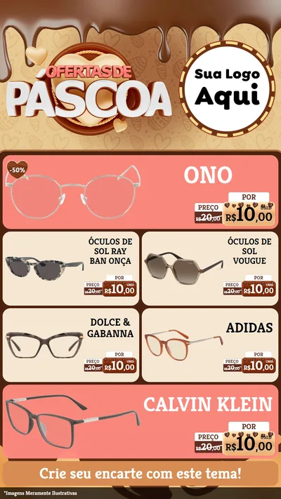 Modelo de TV para TV Vertical com o tema Ofertas de Páscoa para Óticas