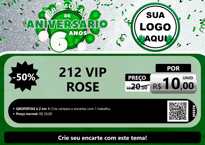 Modelo de Cartaz para Cartaz A4 Horizontal com o tema Promoção de Aniversário - 6 Anos para Perfumes