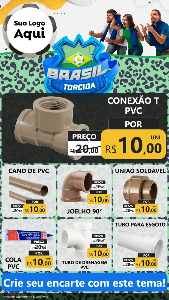 Modelo de Rede Social para Stories com o tema Brasil Torcida - Copa para Tubos e conexões