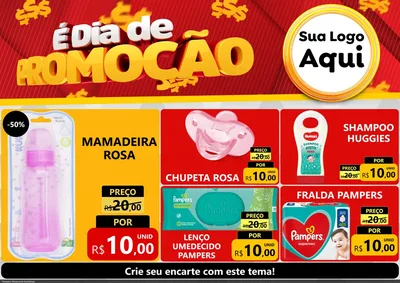 Modelo de Encarte para Encarte A4 Horizontal com o tema É Dia De Promoção para Bebês