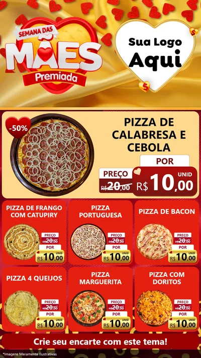Modelo de Rede Social para Stories com o tema Semana das Mães Premiada para Pizzaria