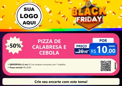 Modelo de Cartaz para Cartaz A4 Horizontal com o tema Black Friday para Pizzaria