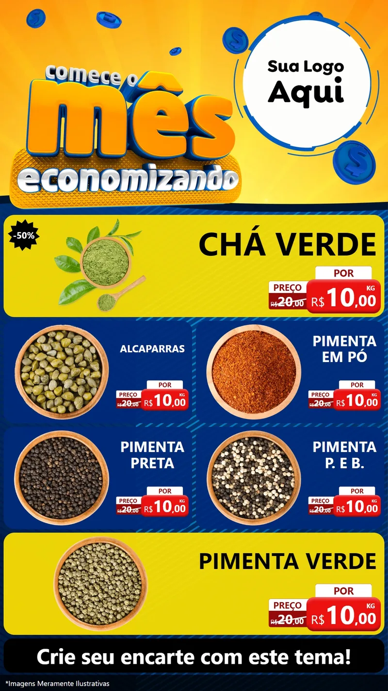 Modelo de TV para TV Vertical com o tema Comece O Mês Economizando para Produtos Naturais