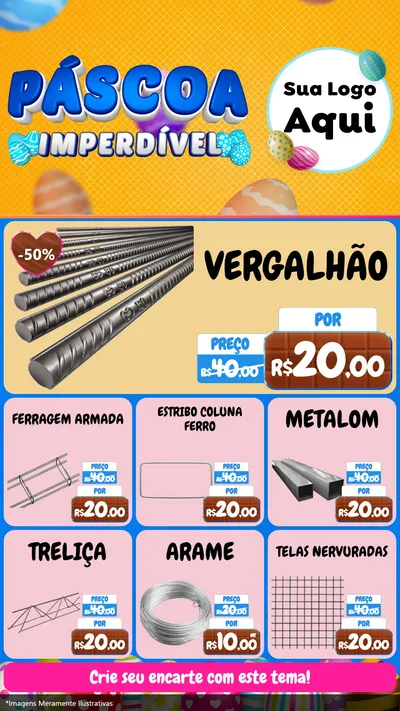 Modelo de Rede Social para Stories com o tema Páscoa Imperdível para Ferragens