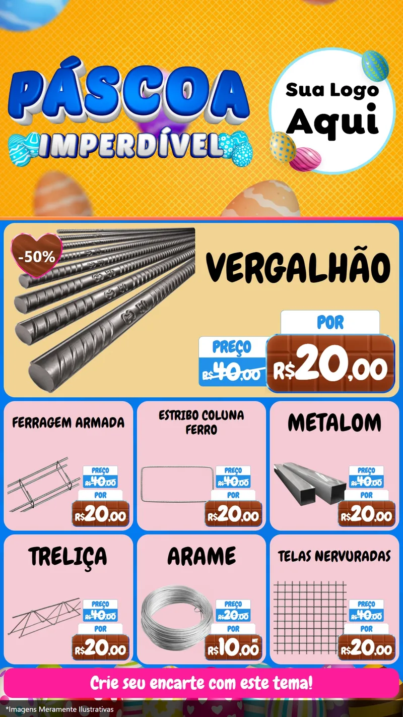Modelo de Rede Social para Stories com o tema Páscoa Imperdível para Ferragens