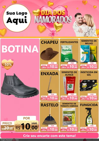 Modelo de Encarte para Encarte A4 Vertical com o tema Dia dos Namorados para Agropecuária