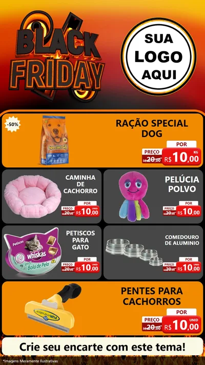 Modelo de TV para TV Vertical com o tema Black Friday para Pet Shop