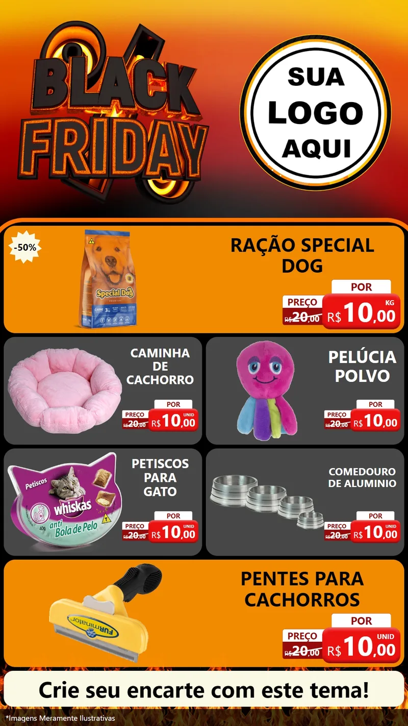 Modelo de TV para TV Vertical com o tema Black Friday para Pet Shop