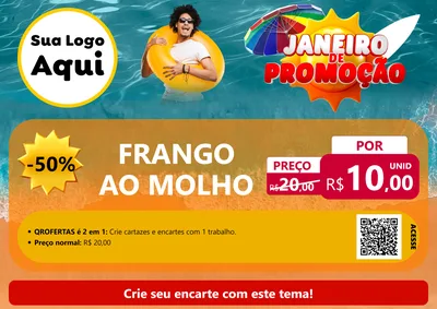 Modelo de Cartaz para Cartaz A4 Horizontal com o tema Janeiro de Promoção para Restaurante