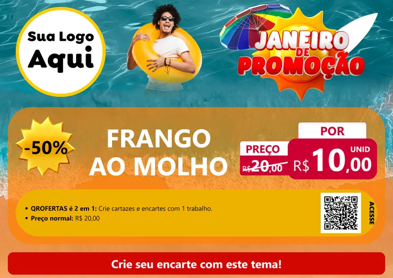 Modelo de Cartaz para Cartaz A4 Horizontal com o tema Janeiro de Promoção para Restaurante