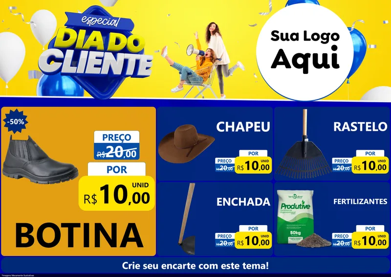 Modelo de Encarte para Encarte A4 Horizontal com o tema Especial Dia do Cliente para Agropecuária