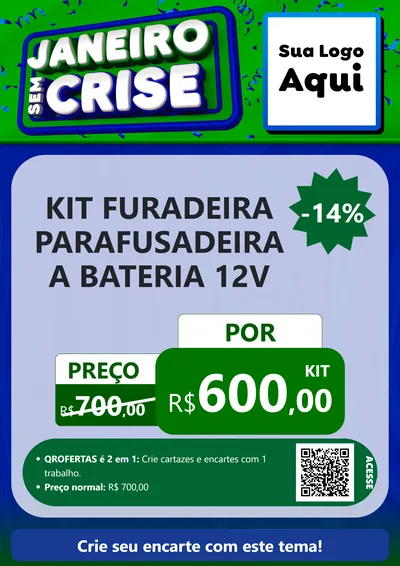 Modelo de Cartaz para Cartaz A4 Vertical com o tema Janeiro Sem Crise para Maquinas e Ferramentas