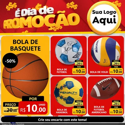 Modelo de Rede Social para Feed Facebook com o tema É Dia De Promoção para Artigos Esportivos
