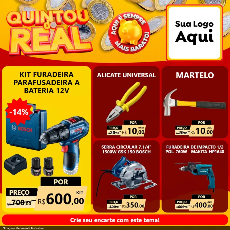 Modelo de Rede Social para Feed Facebook com o tema Quintou do Real para Maquinas e Ferramentas