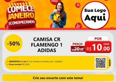 Modelo de Cartaz para Cartaz A4 Horizontal com o tema Comece Janeiro Economizando para Roupas e acessórios
