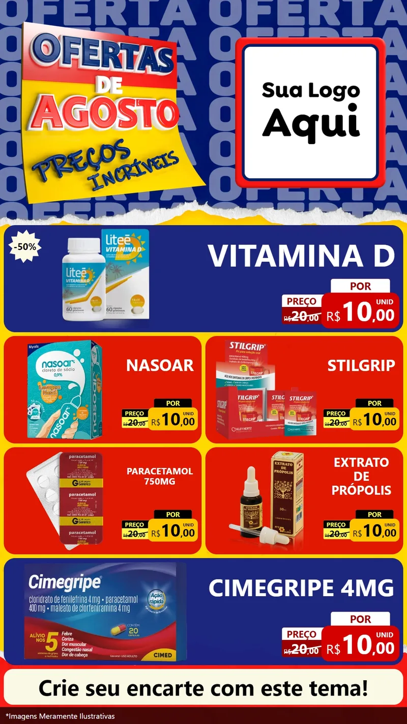 Modelo de TV para TV Vertical com o tema Ofertas de Agosto - Preços Incríveis para Farmácia