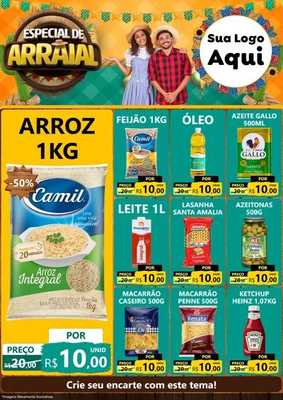 Modelo de Encarte para Encarte A4 Vertical com o tema Especial De Arraial para Supermercado