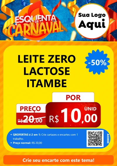 Modelo de Cartaz para Cartaz A4 Vertical com o tema Esquenta de Carnaval para Frios e Laticínios