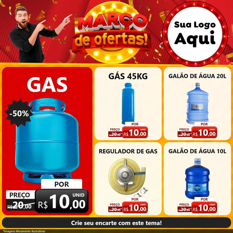 Modelo de Rede Social para Feed Facebook com o tema Março de Ofertas! para Água e gás