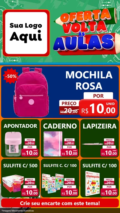 Modelo de Rede Social para Stories com o tema Oferta Volta Às Aulas para Papelaria