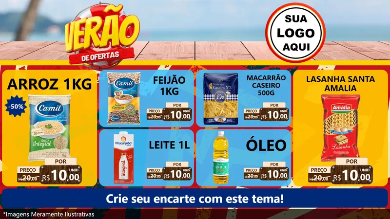 Modelo de TV para TV Horizontal com o tema Verão de Ofertas para Supermercado