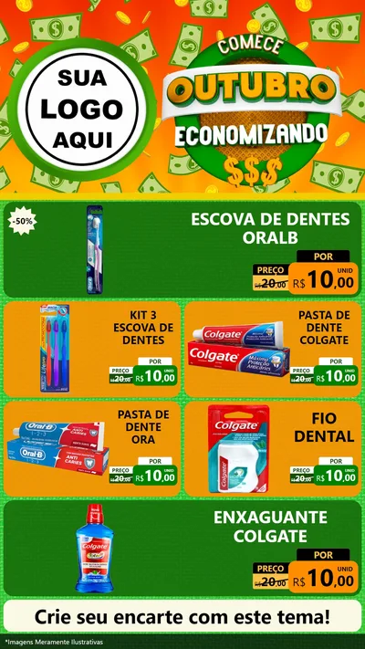 Modelo de TV para TV Vertical com o tema Comece Outubro Economizando para Higiene Pessoal