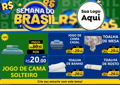 Modelo de Encarte para Encarte A4 Horizontal com o tema Semana Do Brasil para Cama, Mesa e Banho