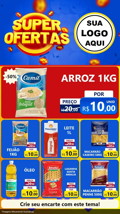 Modelo de Rede Social para Stories com o tema Super Ofertas para Supermercado