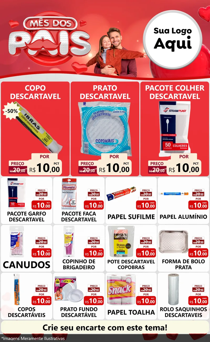 Modelo de Encarte para Encarte Grande com o tema Mês dos Pais para Embalagens