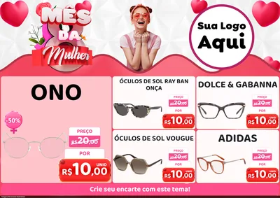 Modelo de Encarte para Encarte A4 Horizontal com o tema Mês da Mulher para Óticas