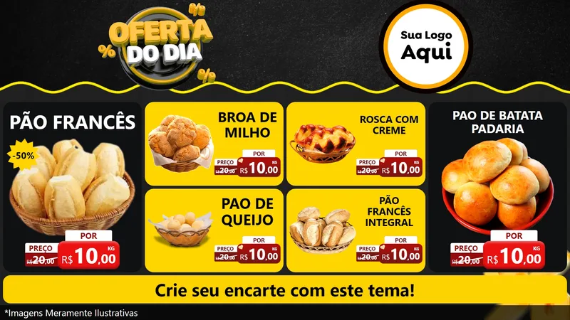 Modelo de TV para TV Horizontal com o tema Oferta Do Dia para Padaria