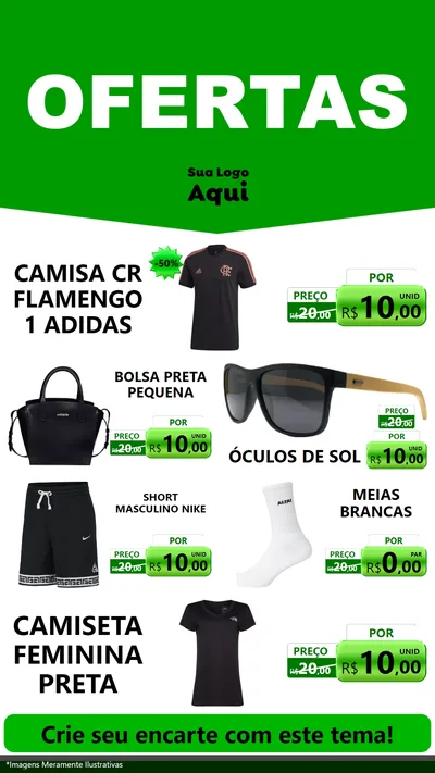 Modelo de TV para TV Vertical com o tema Ofertas Verde Cartaz para Roupas e acessórios