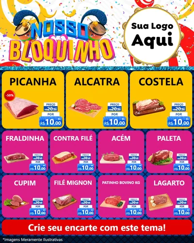 Modelo de Rede Social para Feed Instagram com o tema Nosso Bloquinho para Açougue