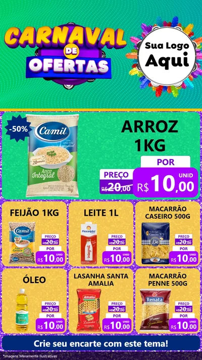 Modelo de Rede Social para Stories com o tema Carnaval de Ofertas para Supermercado