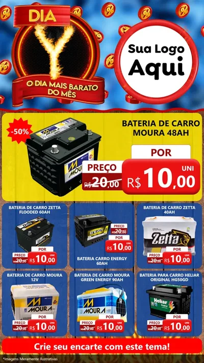 Modelo de Rede Social para Stories com o tema Dia Y - O Dia Mais Barato Do Mês para Baterias Elétricas