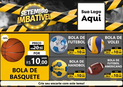 Modelo de Encarte para Encarte A4 Horizontal com o tema Setembro Imbatível para Artigos Esportivos