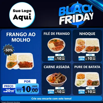 Modelo de Rede Social para Feed Facebook com o tema Black Friday para Restaurante