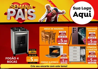Modelo de Encarte para Encarte A4 Horizontal com o tema Semana Dos Pais para Móveis e Eletro
