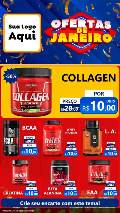 Modelo de Rede Social para Stories com o tema Ofertas de Janeiro para Suplementos alimentares