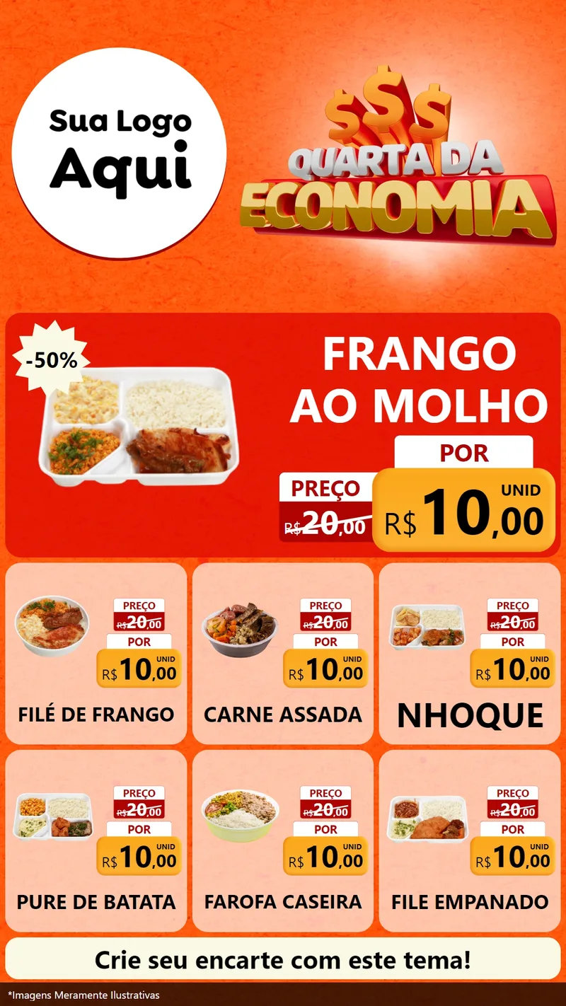 Modelo de Rede Social para Stories com o tema Quarta da Economia para Restaurante