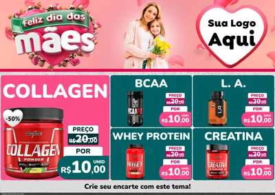 Modelo de Encarte para Encarte A4 Horizontal com o tema Feliz Dia das Mães para Suplementos alimentares