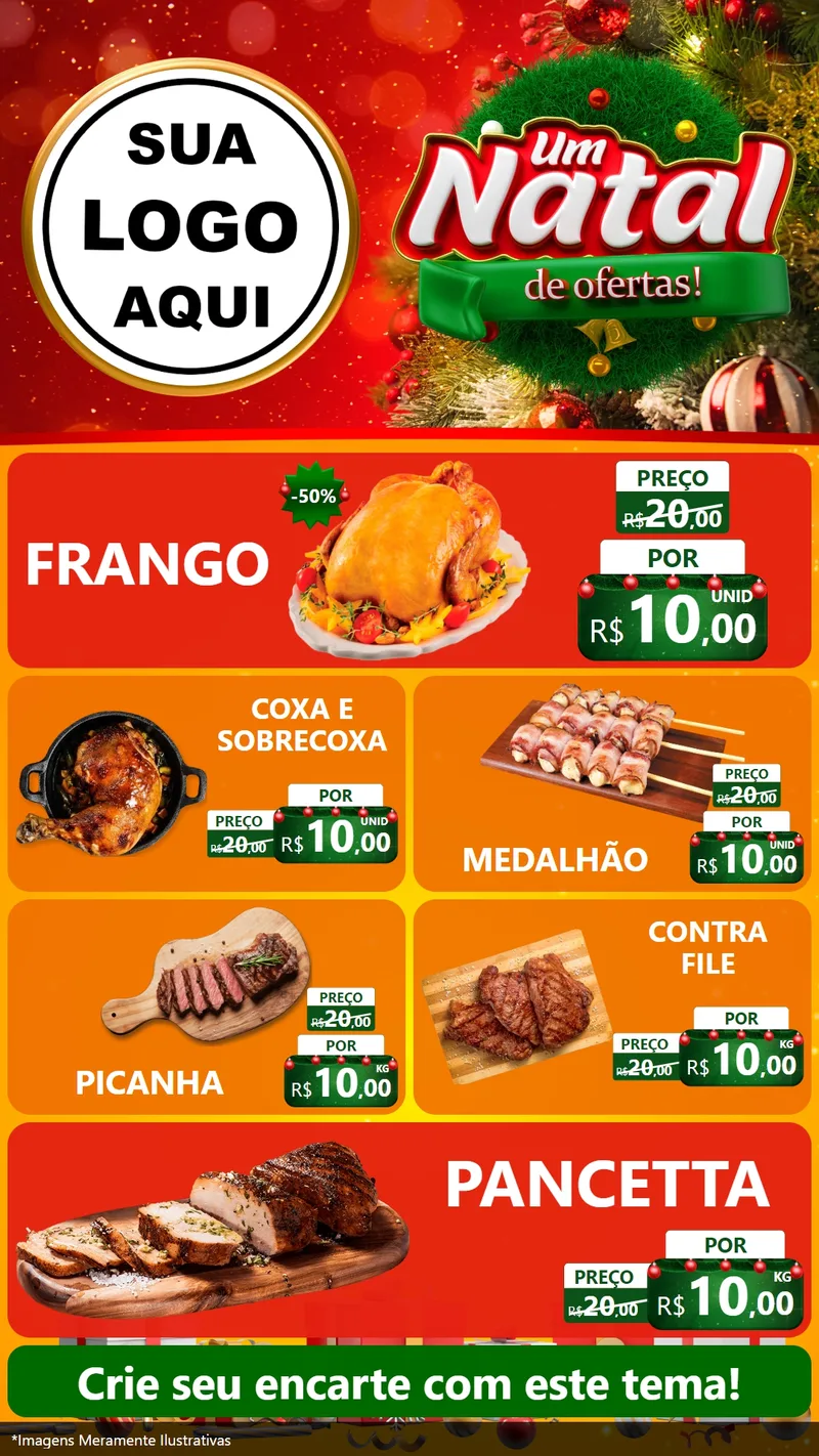 Modelo de TV para TV Vertical com o tema Um Natal de Ofertas para Assados
