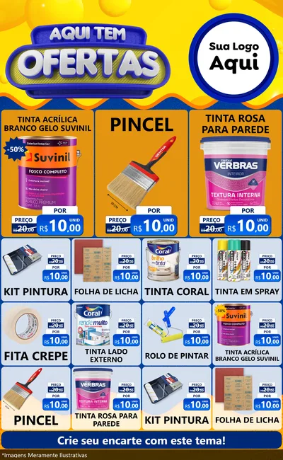 Modelo de Encarte para Encarte Grande com o tema Aqui Tem Ofertas para Tintas e Ferramentas