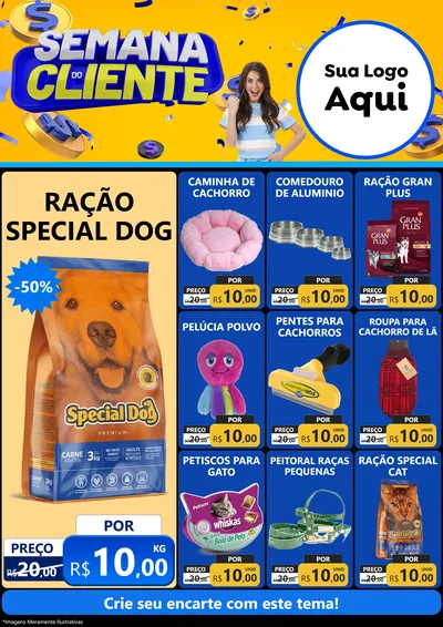 Modelo de Encarte para Encarte A4 Vertical com o tema Semana do Cliente para Pet Shop