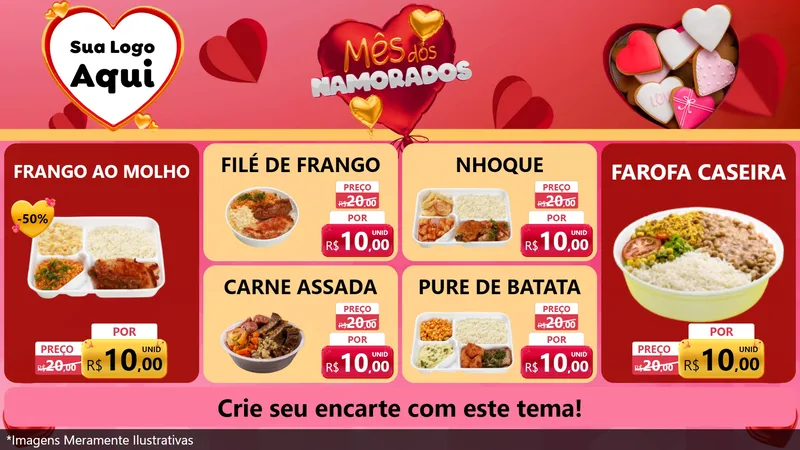 Modelo de TV para TV Horizontal com o tema Mês dos Namorados para Restaurante