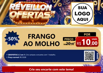 Modelo de Cartaz para Cartaz A4 Horizontal com o tema Réveillon de Ofertas para Restaurante