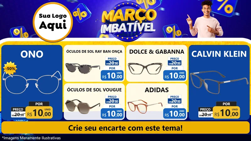 Modelo de TV para TV Horizontal com o tema Março Imbatível para Óticas