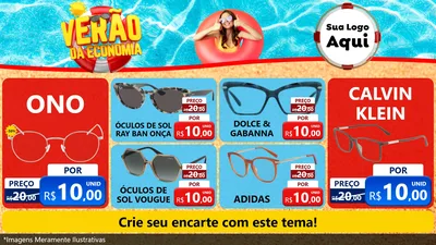 Modelo de TV para TV Horizontal com o tema Verão da Economia para Óticas